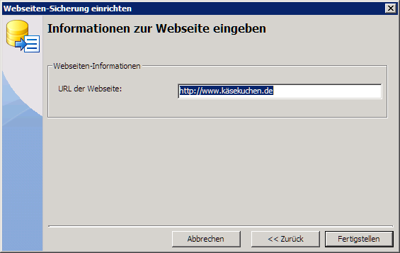Einrichtung Website Backup Schritt 4