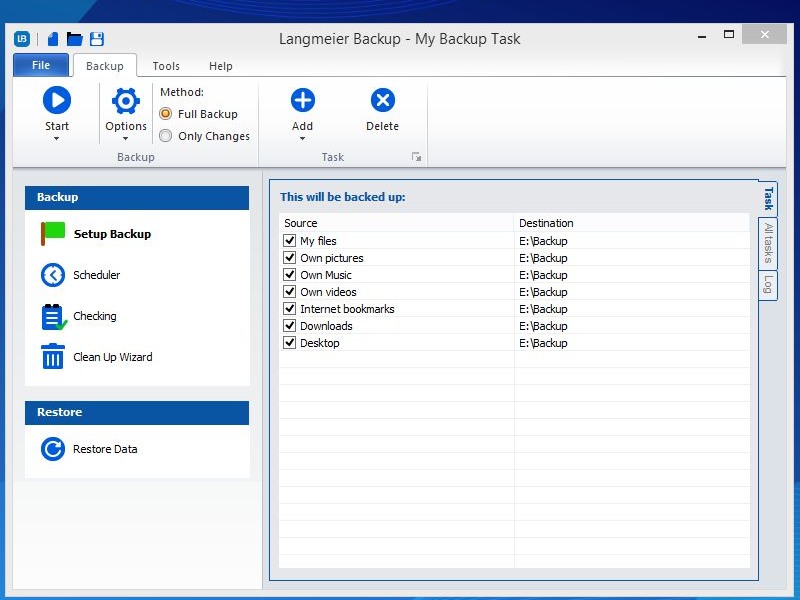 Langmeier Backup screenshot