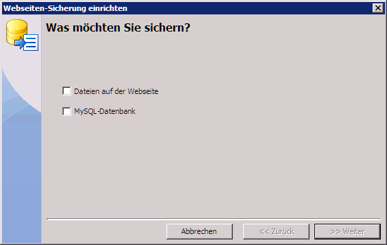 Einrichtung Website Backup Schritt 1