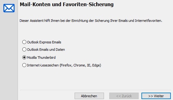 Thunderbird mail-konten-und-favoriten-sicherung