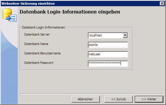 Einrichtung Website Backup Schritt 3